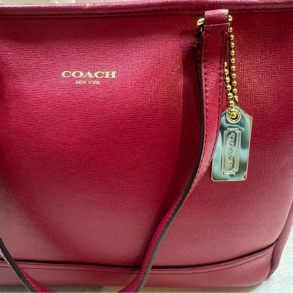 NEW Burgundy Coach Saffiano Leather City Tote Bag - Picture 3 of 16